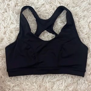 Black open back sports bra